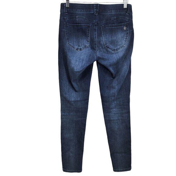 Democracy Jeans Womens Dark Wash Distressed Skinny Denim Blue‎ Ripped Size 6 - Picture 2 of 9